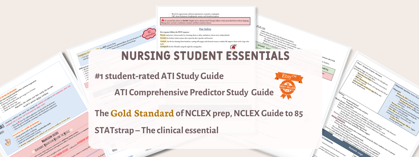 Nursing Student study essentials for nursing school, nclex guide to 85, nursing perspective, ati comprehensive predictor 